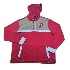 Philadelphia Phillies 70s 80s Logo Throwback Red Blue Colorblock Hoodie 2XLarge